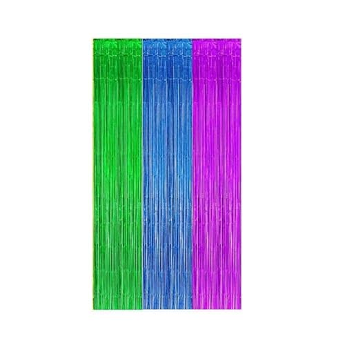Fransenvorhang Dekorationen Backdrop, Lametta-Fransenvorhänge, 2er-Pack, mehrfarbig, Party-Hintergrund(Color2 2pc) von ZBORAVPIX