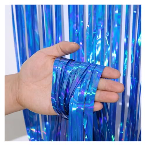 Fransenvorhang Dekorationen Backdrop, Lametta-Vorhänge, 2 Stück, mehrfarbig, x m, for Hochzeit, Geburtstag, Party, Dekoration(Glitter Dark Blue) von ZBORAVPIX