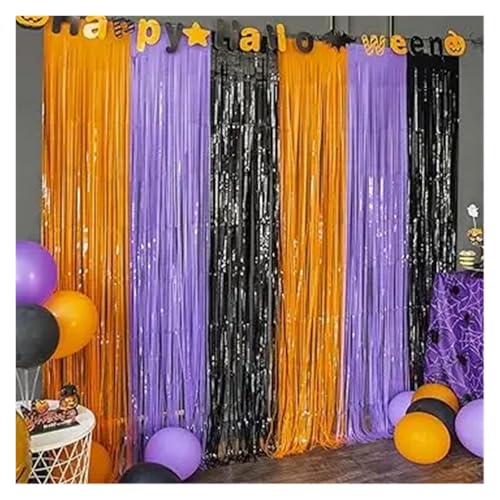 Fransenvorhang Dekorationen Backdrop, Lametta-Vorhang, 6 Stück, 2 m hoch, mit Folienfransen, Party-Hintergrund(Style 16) von ZBORAVPIX