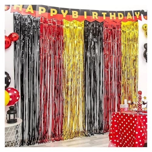 Fransenvorhang Dekorationen Backdrop, Lametta-Vorhang, 6 Stück, 2 m hoch, mit Folienfransen, Party-Hintergrund(Style 17) von ZBORAVPIX