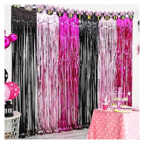 Fransenvorhang Dekorationen Backdrop, Lametta-Vorhang, 6 Stück, 2 m hoch, mit Folienfransen, Party-Hintergrund(Style 18) von ZBORAVPIX