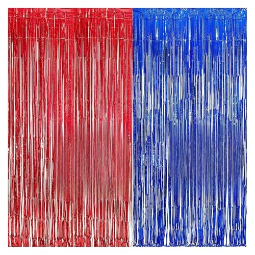 Fransenvorhang Dekorationen Backdrop, Lametta-Vorhang, 6 Stück, 2 m hoch, mit Folienfransen, Party-Hintergrund(Style 27) von ZBORAVPIX