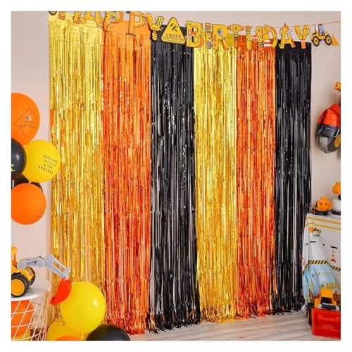 Fransenvorhang Dekorationen Backdrop, Lametta-Vorhang, 6 Stück, 2 m hoch, mit Folienfransen, Party-Hintergrund(Style 3) von ZBORAVPIX