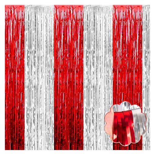 Fransenvorhang Dekorationen Backdrop, Lametta-Vorhang, 6 Stück, 2 m hoch, mit Folienfransen, Party-Hintergrund(Style 8) von ZBORAVPIX