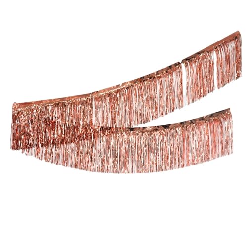 Fransenvorhang Dekorationen Backdrop, Metallfolien-Lametta-Vorhang, 3er-Pack, 3,0 m x 30 cm, mehrfarbiger Hintergrund(Rose Gold) von ZBORAVPIX