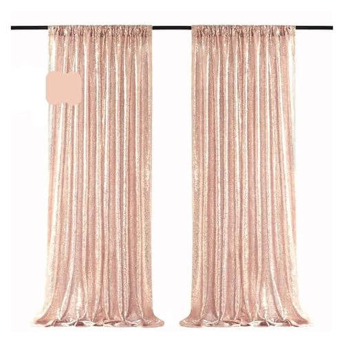 Fransenvorhang Dekorationen Backdrop, Pailletten-Lametta-Hintergrundvorhang, mehrfarbig, 60 x 240 cm, for Hochzeit, Geburtstag, Weihnachten, Party-Dekoration(2pcs Rose Gold) von ZBORAVPIX