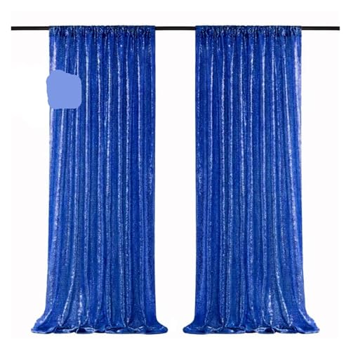 Fransenvorhang Dekorationen Backdrop, Pailletten-Lametta-Hintergrundvorhang, mehrfarbig, 60 x 240 cm, for Hochzeit, Geburtstag, Weihnachten, Party-Dekoration(2pcs Royal Blue) von ZBORAVPIX