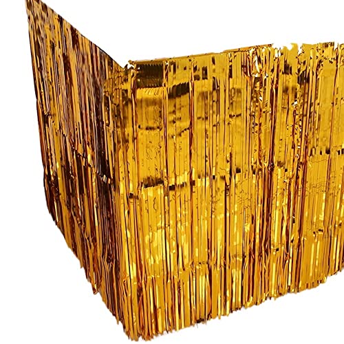 Fransenvorhang Dekorationen Backdrop, Tischrock mit metallischen Fransen, mehrfarbig, 2,75 cm x(Golden) von ZBORAVPIX