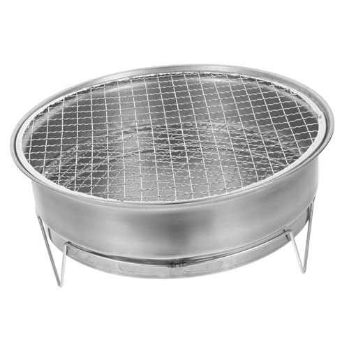 Grill Netz Rack Korb Barbecue， 1 Set tragbarer Holzkohlegrill aus Edelstahl, silberfarben, 28 x 28 x 10,7 cm von ZBORAVPIX
