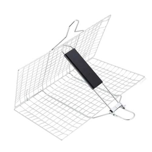 Grill Netz Rack Korb Barbecue, Abnehmbarer, faltbarer Grillkorb aus Edelstahl mit Holzgriff, Silber, 49,5 x 32 x 1,5 cm Grill Netz Rack Korb Barbecue, Abnehmbarer, faltbarer Grillkorb aus Edelstahl mit Holzgriff, Silber, 49,5 x 32 x 1,5 cm von ZBORAVPIX