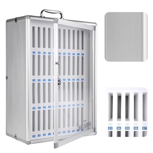 Handy Safe Locker Storage Box, Aufbewahrungsbox for Taschendiagramme aus Aluminiumlegierung mit tragbarem Griff, Schlüsselschloss und handgeschriebenen Etiketten(48 Bits) von ZBORAVPIX
