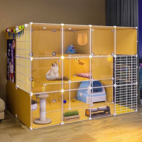 Katzengehege Käfig Box Kiste Zwinger, DIY Haustierkäfig-Gehege Laufstall mit Hängematte und Katzennest in mehreren Größen(14090105cm) von ZBORAVPIX