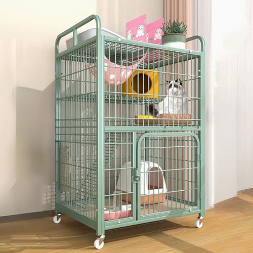 Katzengehege Käfig Box Kiste Zwinger, Indoor-Katzenkäfig Catio mit Rädern Top Cover Lagerregal Schloss Grün Mehrere Größen(70x55x112cm) von ZBORAVPIX