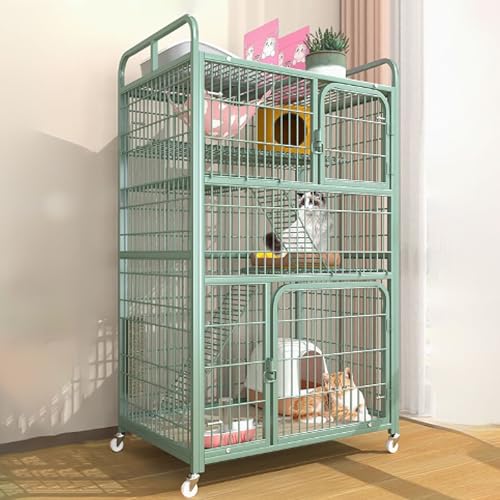 Katzengehege Käfig Box Kiste Zwinger, Indoor-Katzenkäfig Catio mit Rädern Top Cover Lagerregal Schloss Grün Mehrere Größen(90x55x156cm) von ZBORAVPIX