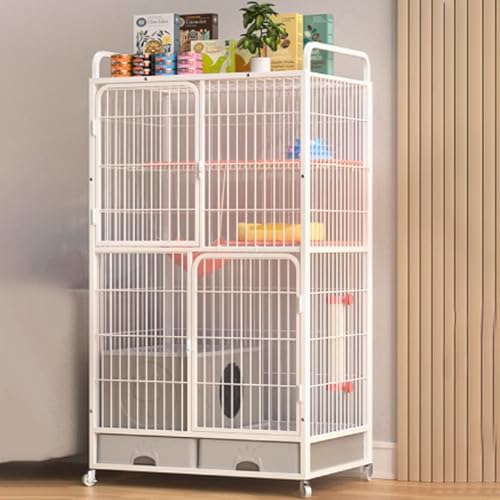 Katzengehege Käfig Box Kiste Zwinger, Katzengehege for den Innenbereich mit Aufbewahrungsrädern und Schloss, mehrfarbig, 83 x 59 x (126–156) cm(White,83x59x156cm) von ZBORAVPIX