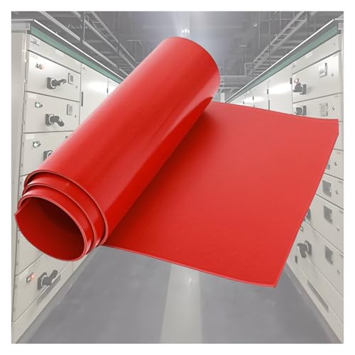 Kautschuk-Rollbodenmatten， Hochspannungs-Isoliergummimattenrolle, 3,3 Fuß breit, mehrfarbig, benutzerdefinierte Länge(Red,5.9 ft X 0.23 in(1.8mx6mm)) von ZBORAVPIX