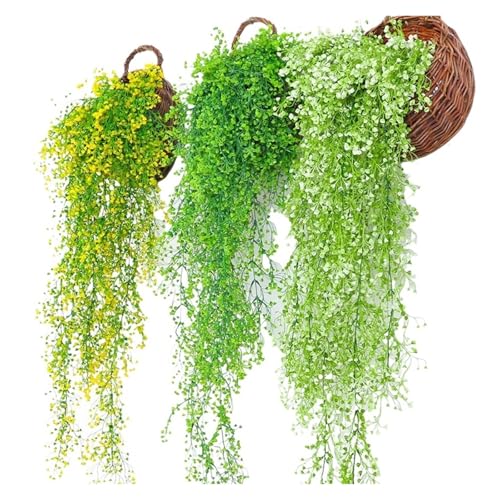Künstliche Pflanzen Indoor， 75cm 5 Gabel Multicolor Künstliche Efeu Wand Hängen Anlage for Haus Garten Zimmer Dekor(Yellow) von ZBORAVPIX