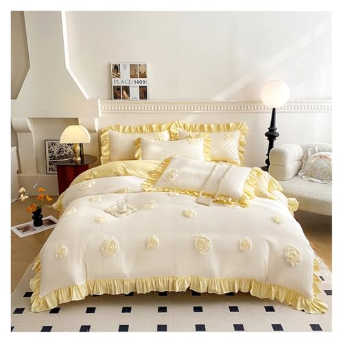 Lace Trim Bettwäsche Abdeckung, Bettwäsche-Set, 3er-Pack, mehrfarbig, mehrere Größen, Spitze, Rüschen, Blumen, Stickerei(6,220x240cm 3 pcs) von ZBORAVPIX
