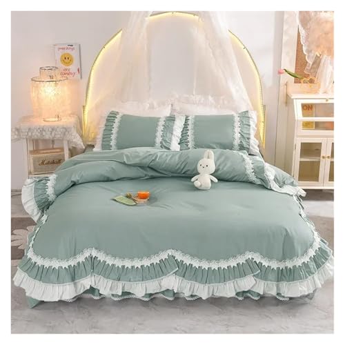 Lace Trim Bettwäsche Abdeckung, Rüschen-Bettwäscheset aus Baumwolle mit Bettrock, 4er-Pack, mehrere Größen(3,1.8M Bed Skirt 4pcs) von ZBORAVPIX