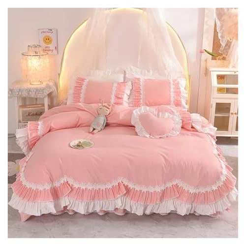 Lace Trim Bettwäsche Abdeckung, Rüschen-Bettwäscheset aus Baumwolle mit Bettrock, 4er-Pack, mehrere Größen(4,2M Bed Skirt 4pcs) von ZBORAVPIX