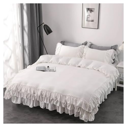 Lace Trim Bettwäsche Abdeckung, Spitzenrüschen-Bettwäscheset, mehrfarbig, mehrere Größen(White,SHAM-TWIN 168X229CM) von ZBORAVPIX