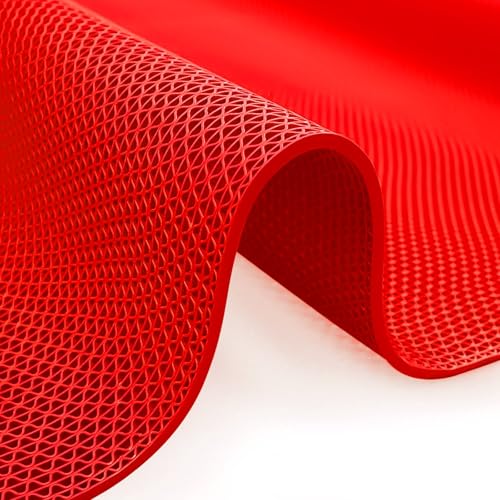 PVC Drainage Boden Gummimatte, Frei zuschneidbare PVC-Außenpool-Rutschmatte, Blau, mehrere Größen, 12 Stück(Red,90x200x0.5cm) von ZBORAVPIX
