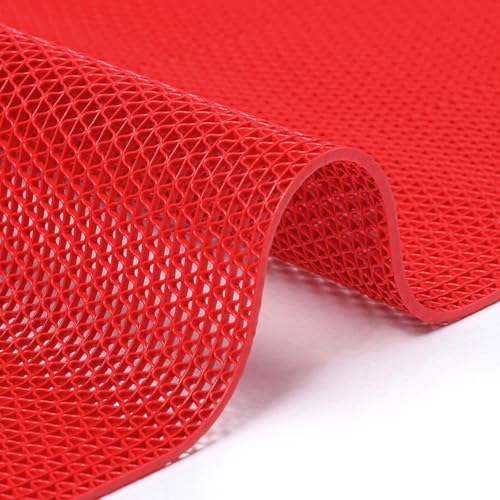 PVC Drainage Boden Gummimatte, Frei zuschneidbare PVC-Außenpool-Rutschmatte, Blau, mehrere Größen, 12 Stück(Red,90x300x0.45cm) von ZBORAVPIX