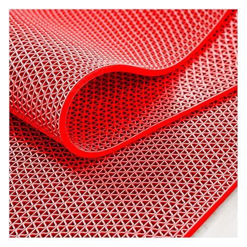 PVC Drainage Boden Gummimatte, Kommerzielle Mesh-Hohldrainage-Antirutschmatte, mehrfarbig, 0,9 x (1–3) m(Red,0.9x3m/3x10FT) von ZBORAVPIX