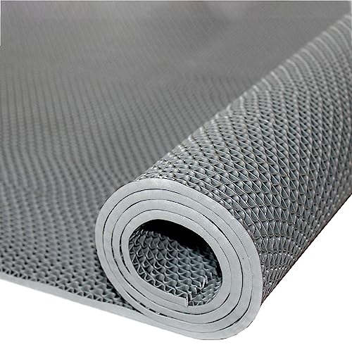 PVC Drainage Boden Gummimatte, PVC-Drainagematte, rutschfeste Bodenmatte for Nassbereiche, Blau, Grau, Rot, 5 mm dick, mehrere Größen, for drinnen und draußen(Grey,90cmx300cm) von ZBORAVPIX