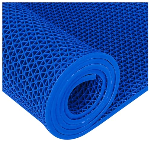 PVC Drainage Boden Gummimatte, PVC-Entwässerungs-Bodenmatte, rutschfeste Teppichmatte, mehrfarbig, mehrere Größen, 5 mm dick(Blue,90x300cm) von ZBORAVPIX