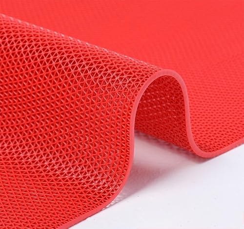 PVC Drainage Boden Gummimatte, PVC-Entwässerungsmatte for den Innen- und Außenbereich, mehrfarbig, mehrere Größen, 5 mm dick(Red,90x1000CM/3x32.8FT) von ZBORAVPIX