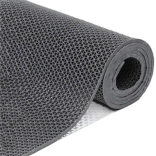 PVC Drainage Boden Gummimatte, Rutschfeste Drainagematte aus PVC, 5 mm dick, mehrfarbig, 90 cm 120 cm Breite, mehrere Längen, for den Innen- und Außenbereich geeignet(Grey,90cmx100cm) von ZBORAVPIX