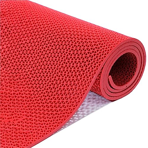 PVC Drainage Boden Gummimatte, Rutschfeste Drainagematte aus PVC, 5 mm dick, mehrfarbig, 90 cm 120 cm Breite, mehrere Längen, for den Innen- und Außenbereich geeignet(Red,120cmX300cm) von ZBORAVPIX