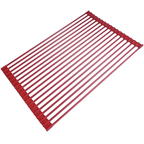 Roll Up Geschirrabtrockengestell, Abtropfgestell aus Silikon und Edelstahl for Aufrollen for Geschirr, Obst und Gemüse, 52 x 33 cm von ZBORAVPIX