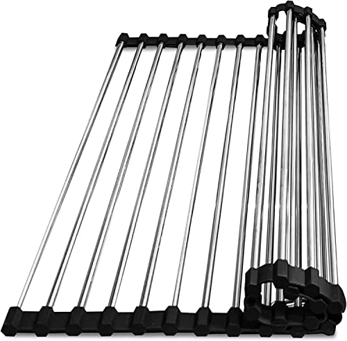 Roll Up Geschirrabtrockengestell, Abtropfgestell for Aufrollen über der Spüle, faltbar, Edelstahl, mehrere Größen(16.9" L x 16.1" W) von ZBORAVPIX