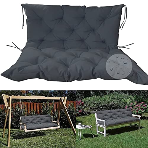 Sitzbank-Kissen-Pad, Bankkissen for Holzbänke und Schaukel mit Rückenlehnenbändern, mehrfarbig, mehrere Größen(Dark Grey,120 * 100 * 10cm) von ZBORAVPIX