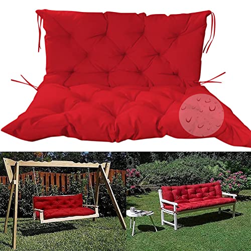 Sitzbank-Kissen-Pad, Bankkissen for Holzbänke und Schaukel mit Rückenlehnenbändern, mehrfarbig, mehrere Größen(Red,150 * 100 * 10cm) von ZBORAVPIX