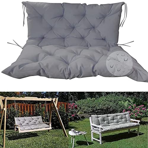 Sitzbank-Kissen-Pad, Wasserdichte Bankkissen mit Rückenlehnenbändern for den Innen- und Außenbereich, mehrfarbig, mehrere Größen(Grey,120 * 100 * 10cm) von ZBORAVPIX