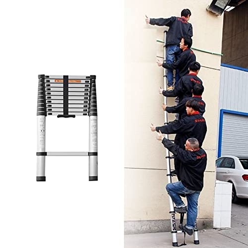 Tragbare Teleskop-Dachbodentreppe, Teleskop-Trittleiter aus Aluminium, 2,08 m – 6,77, silberfarben, 140 kg Tragkraft(4.1m/13.5ft) von ZBORAVPIX