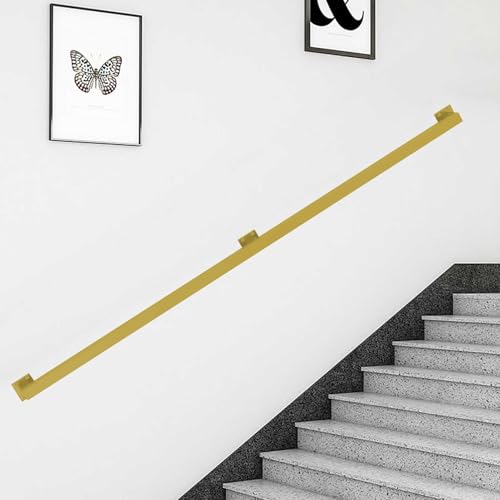 Treppe Handlauf Geländer Treppe Geländer, Dieser Handlauf ist aus goldfarbenem Schmiedeeisen und wird an der Wand montiert. Erhältlich in den Größen 1 Fuß bis 20 Fuß.(7ft/2.1m) von ZBORAVPIX