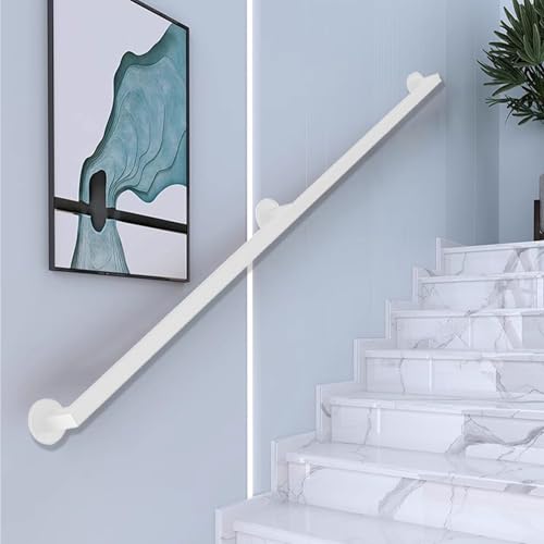 Treppe Handlauf Geländer Treppe Geländer, Treppenhandlauf-Kit, Wandmontage, Metall, mehrfarbig, mehrere Größen(White,18ft/540cm) von ZBORAVPIX