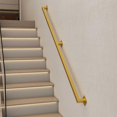 Treppe Handlauf Geländer Treppe Geländer, Treppenhandlauf Metallrohr Haltegriffe Wandhalterung Indoor Outdoor Multicolor Mehrere Größen(Gold,2.6ft/0.8m) von ZBORAVPIX
