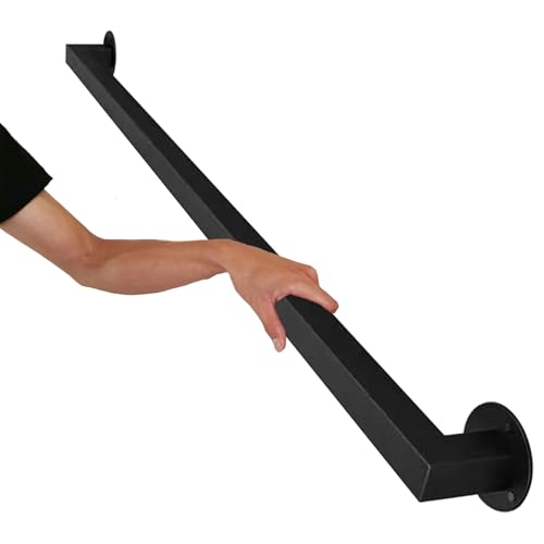 Treppe Handlauf Geländer Treppe Geländer, Wandhalterung Treppengeländer Handlauf Schwarz Schmiedeeisen Sicherheits-Haltegriff Mehrere Größen(3.3ft/100cm) von ZBORAVPIX