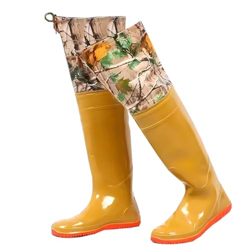 Wathosen zum Fischen, Hip Wathosen for Männer und Frauen PVC wasserdicht Angeln Bootfoot gelb mehrere Größen(5 UK) von ZBORAVPIX