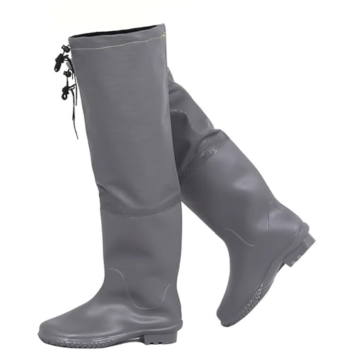 Wathosen zum Fischen, PVC-Wathose mit Stiefeln, for Damen und Herren, for Angeln und Gärtnern, mehrfarbig, mehrere UK-Größen(Grey,6.5) von ZBORAVPIX