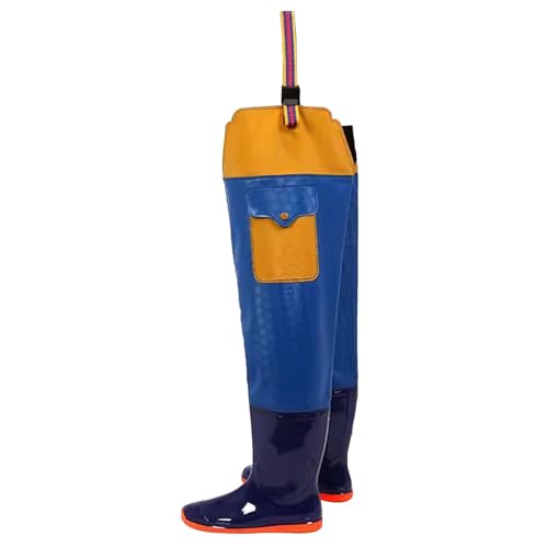 Wathosen zum Fischen, PVC wasserdichte Bootfoot Hip Wathosen for Angeln Jagd Unisex blau US Größen 4,5–9,5(5.5) von ZBORAVPIX