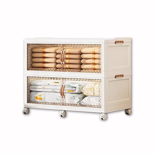 ZBORAVPIX Aufbewahrungsboxen mit Deckel, Zusammenklappbare transparente Boxen mit Tür und Rädern for Küche, Büro, Schlafzimmer(100x43x84 cm 2 Layers) von ZBORAVPIX