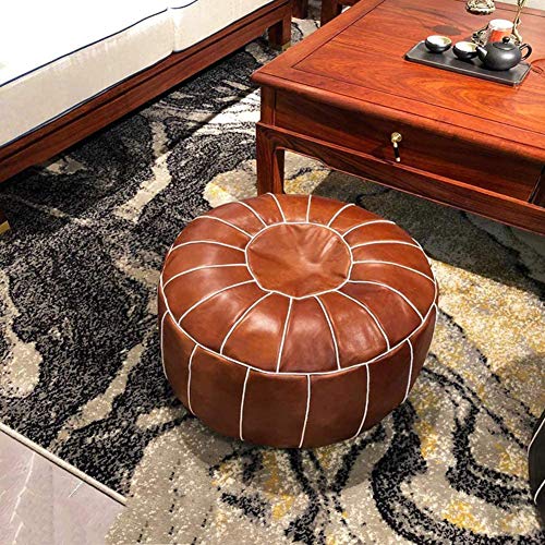 ZBORAVPIX Fußhocker Sitzsack Pouffe Chair， Echtes Rindsleder Leder Pouf große Bodenkissen handgemachte Bean Bag Wohnzimmer Dekor(Brown) von ZBORAVPIX