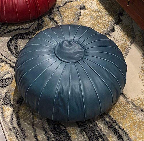 ZBORAVPIX Fußhocker Sitzsack Pouffe Chair， Echtes Rindsleder Leder Pouf große Bodenkissen handgemachte Bean Bag Wohnzimmer Dekor(D) von ZBORAVPIX