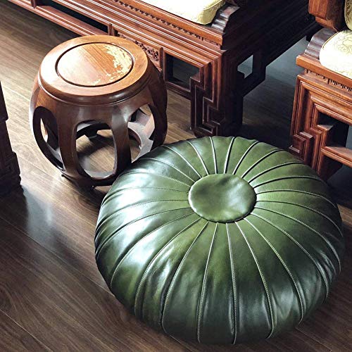 ZBORAVPIX Fußhocker Sitzsack Pouffe Chair， Fußhocker, Komfortkissen, Pouffe, ungepolstert, rund, Leder, Sitzsack(Dark Green) von ZBORAVPIX
